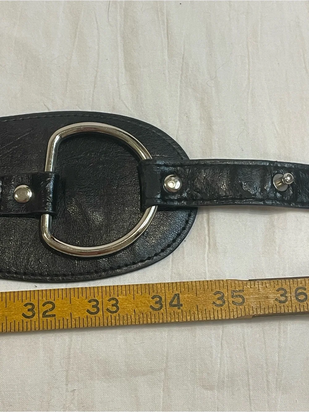 Wide Black Waist Belt Silver O Ring Buckle Statement Cinch Boho Y2K Goth